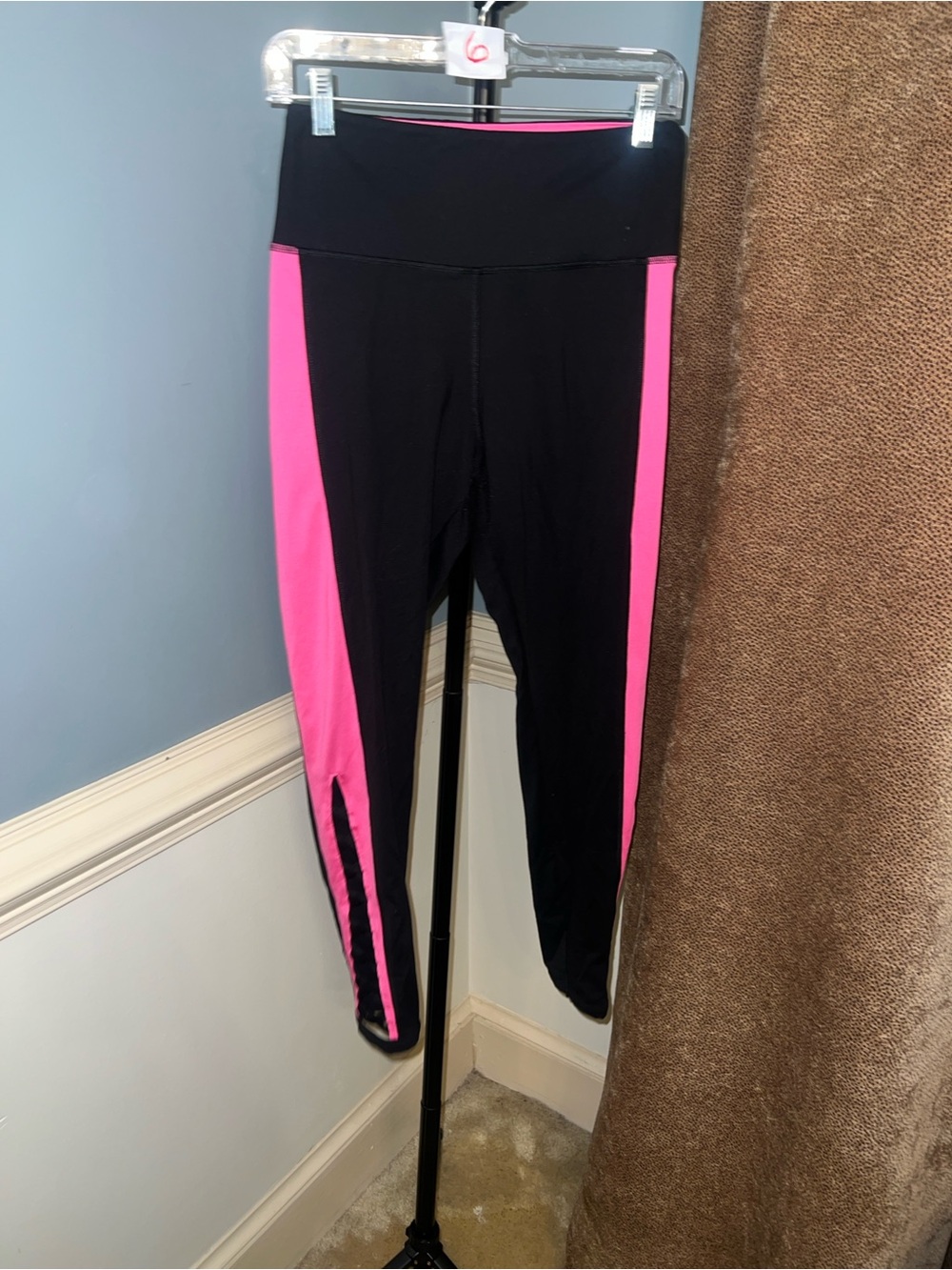 Victoria's Secret Black Leggings with Pink Side Panels